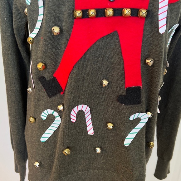 GOODFELLOW Ugly Christmas sweater ELF, candy canes & Bells Sz S - Picture 3 of 10